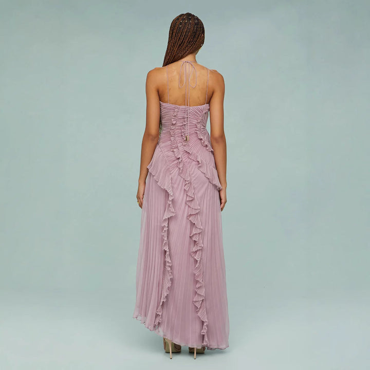 Slimming Pleated Chiffon Dress – Flowy Favoriet voor Coastal Getaways