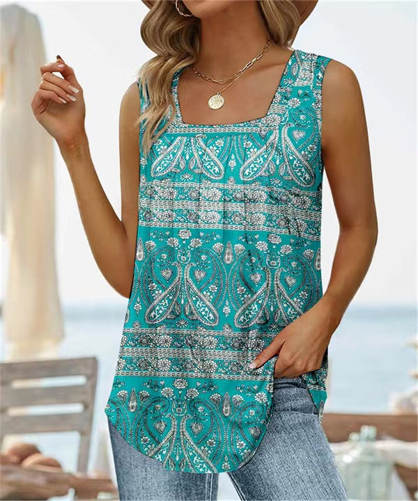 Fashion Mouwloze Top met Vierkante Hals