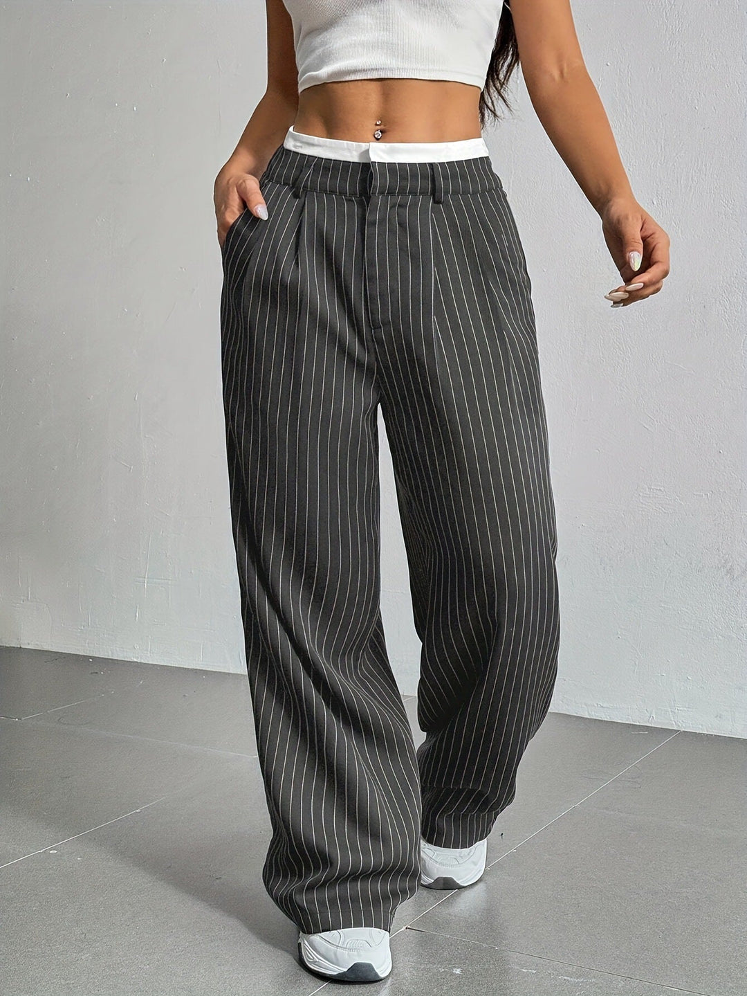 Casual broek met hoge taille