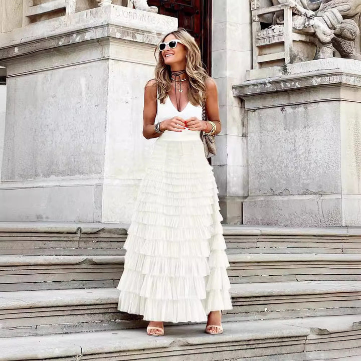 Flowy Gelaagde Mesh Midi Rok