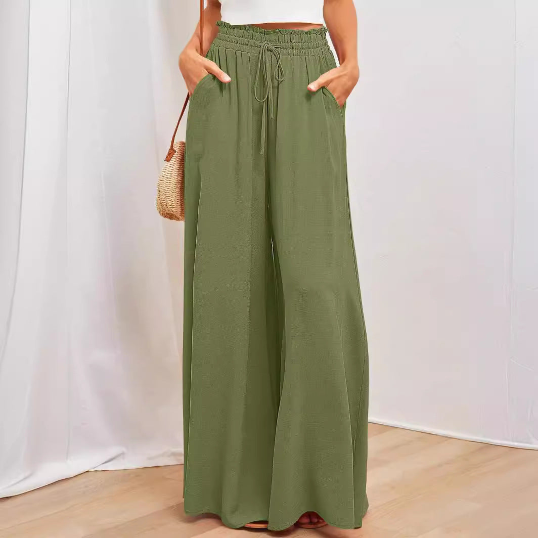 High Waist Elastische Wide-Leg Broek