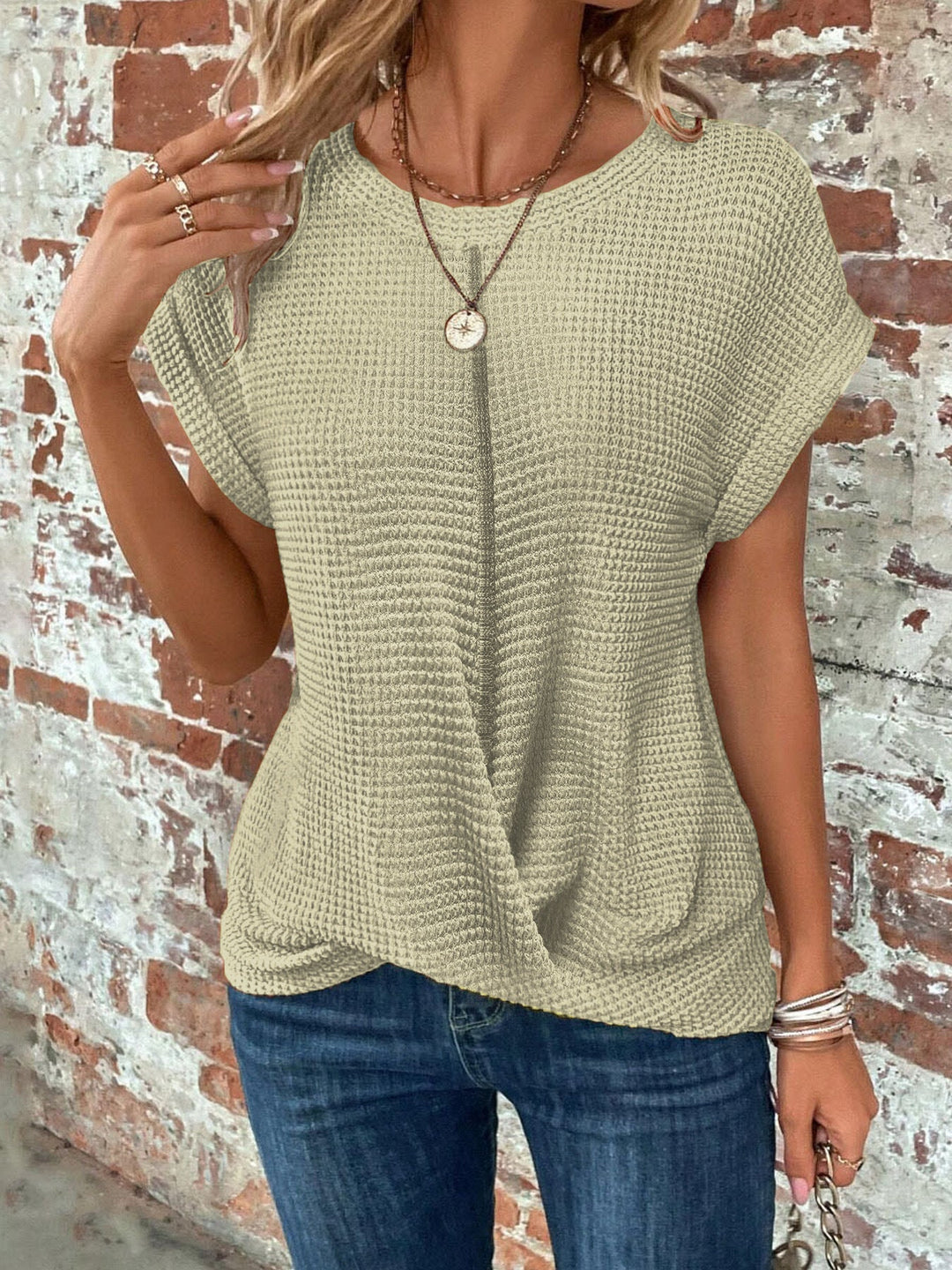 Elegante Twist Top met Korte Mouwen