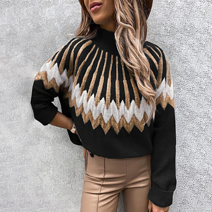 Loose Casual Knit Sweater met hoge kraag en lange mouwen