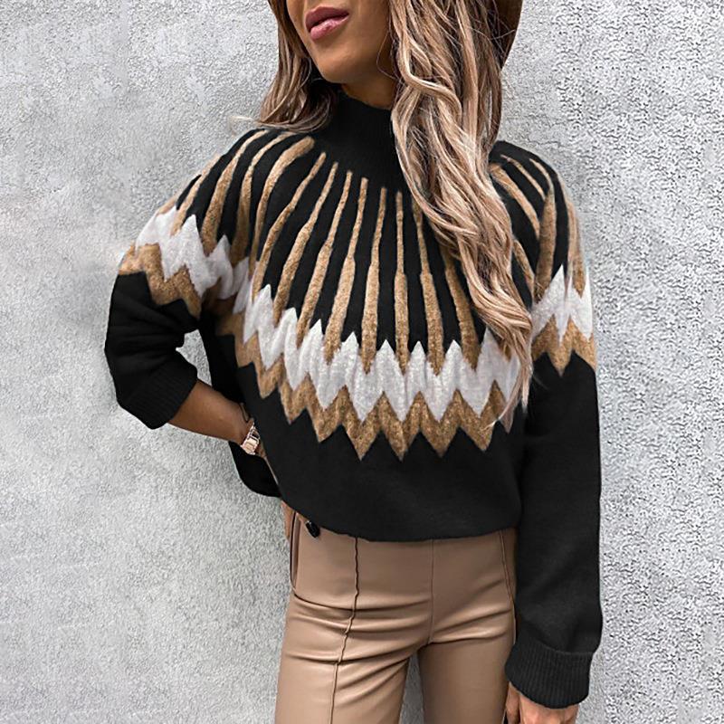 Loose Casual Knit Sweater met hoge kraag en lange mouwen