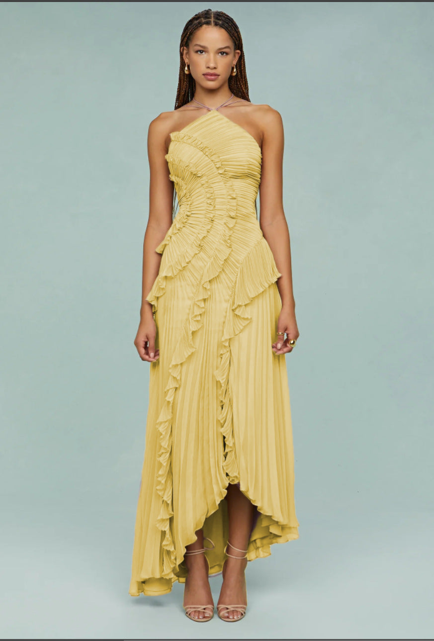 Slimming Pleated Chiffon Dress – Flowy Favoriet voor Coastal Getaways