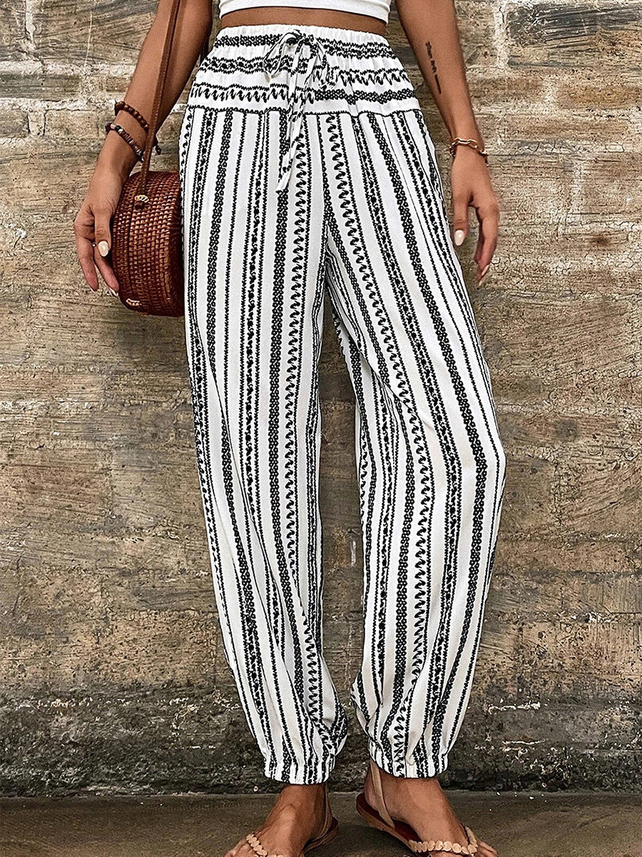 High Waist Gestreepte Broek