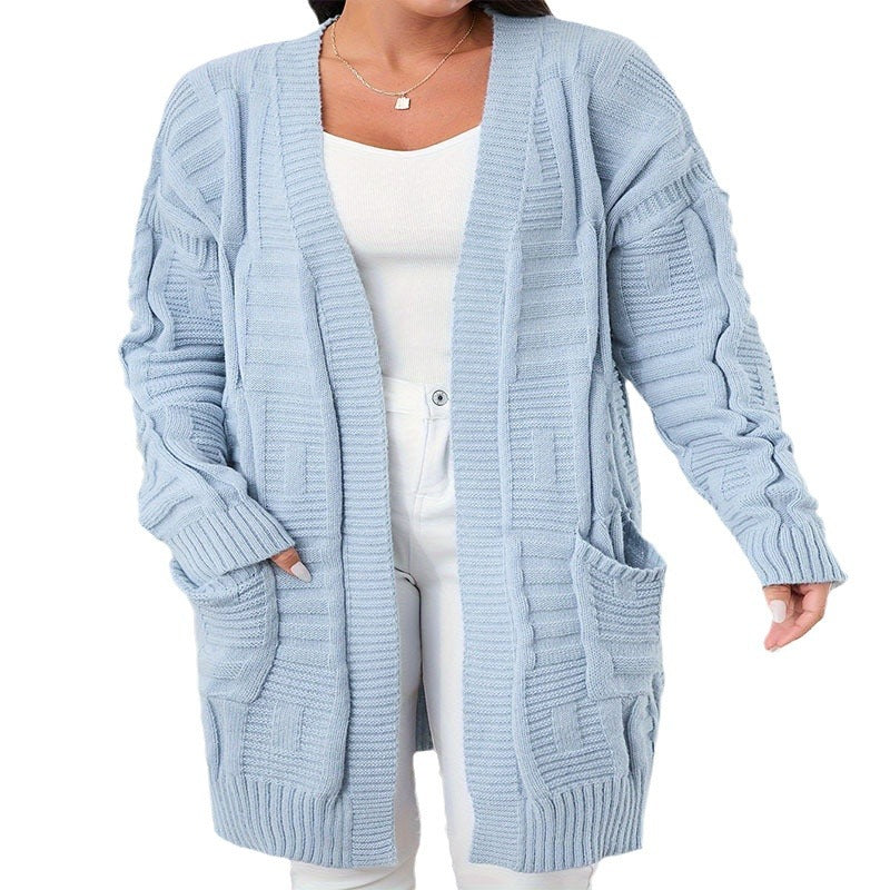Open Front Cardigan met Lange Mouwen en Dubbele Zakken