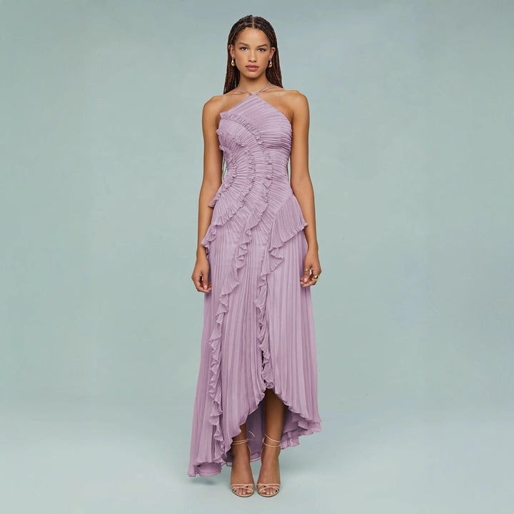 Slimming Pleated Chiffon Dress – Flowy Favoriet voor Coastal Getaways