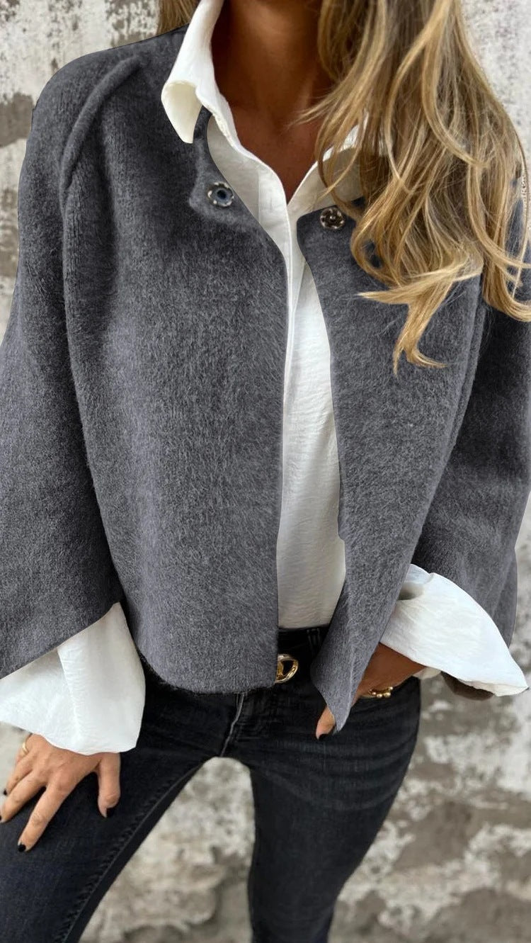Neutrale Gedrapeerde Knit Top