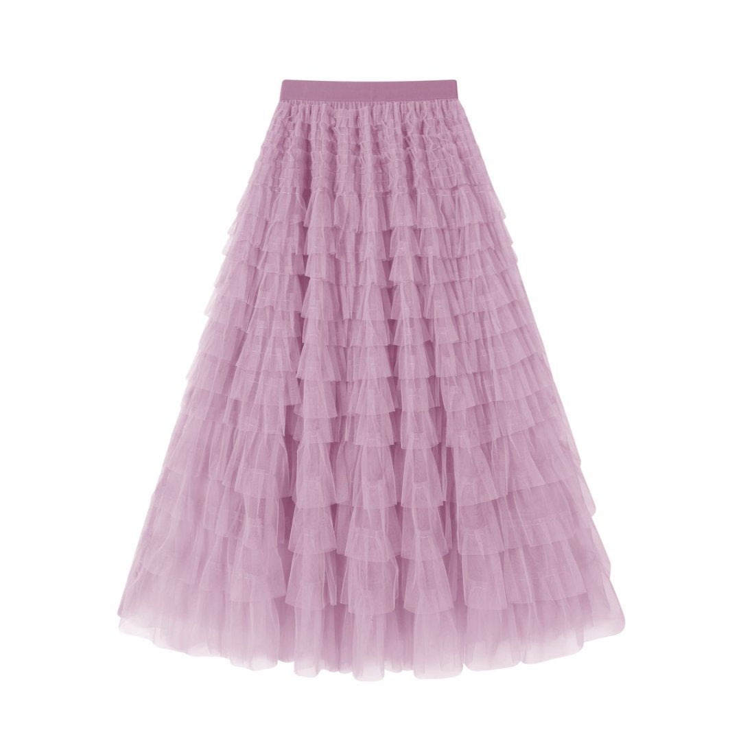 Flowy Gelaagde Mesh Midi Rok