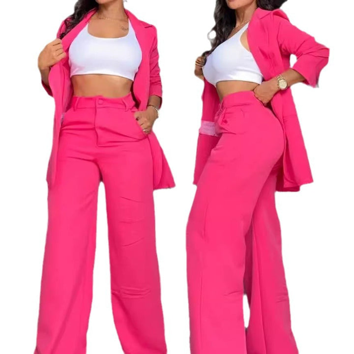 Damespak met revers en rechte broek