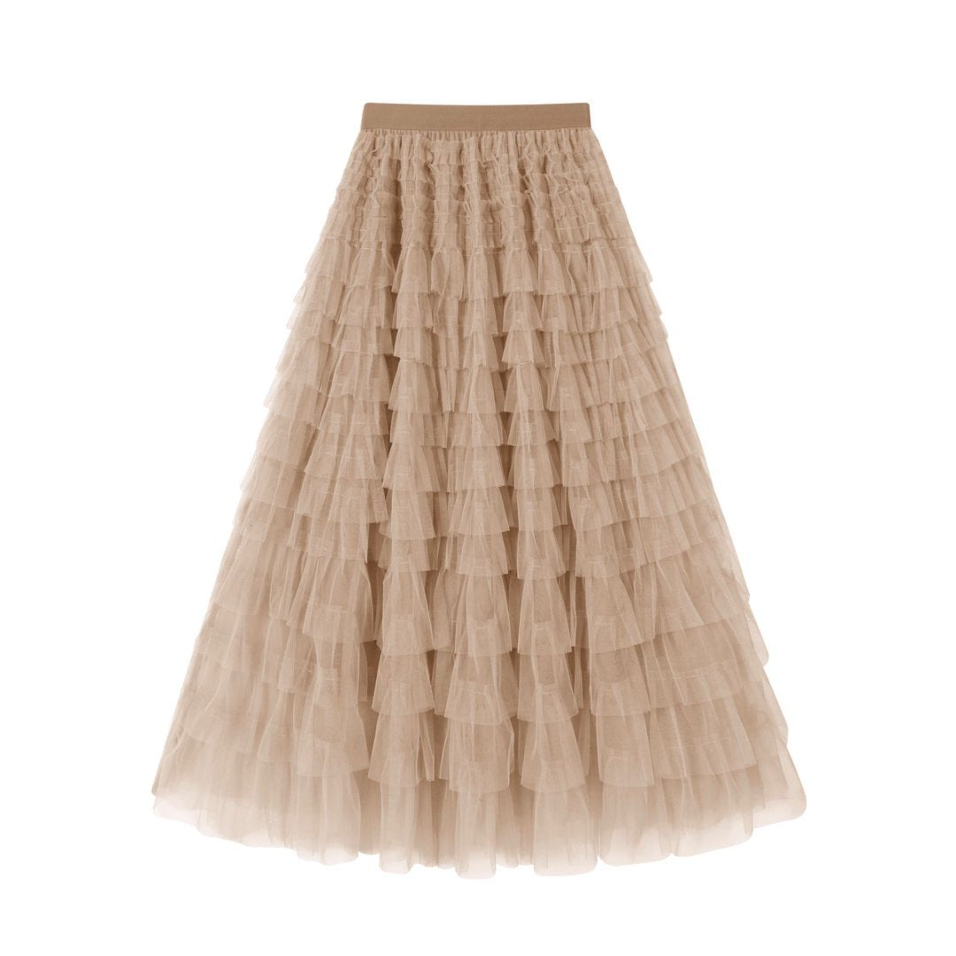 Flowy Gelaagde Mesh Midi Rok