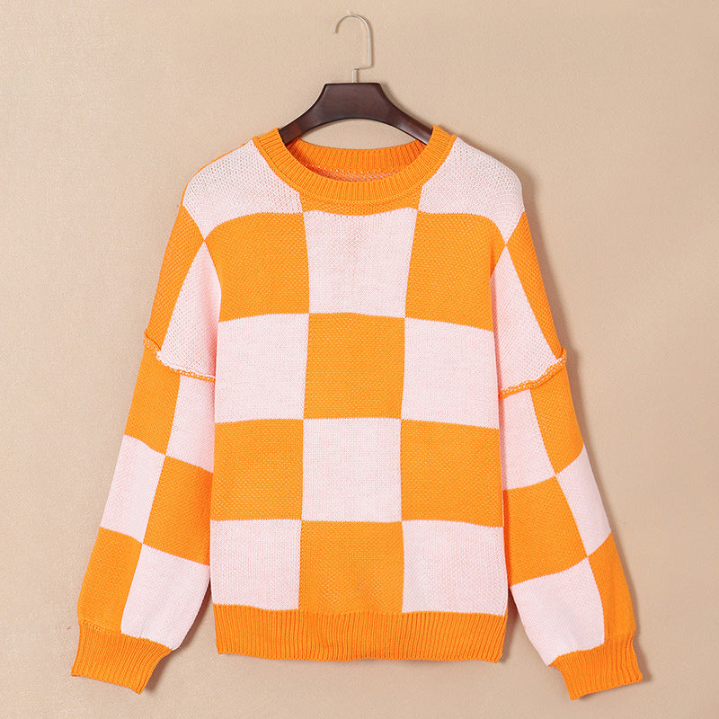 Casual Style geruite trui met contrasterende kleuren voor dames