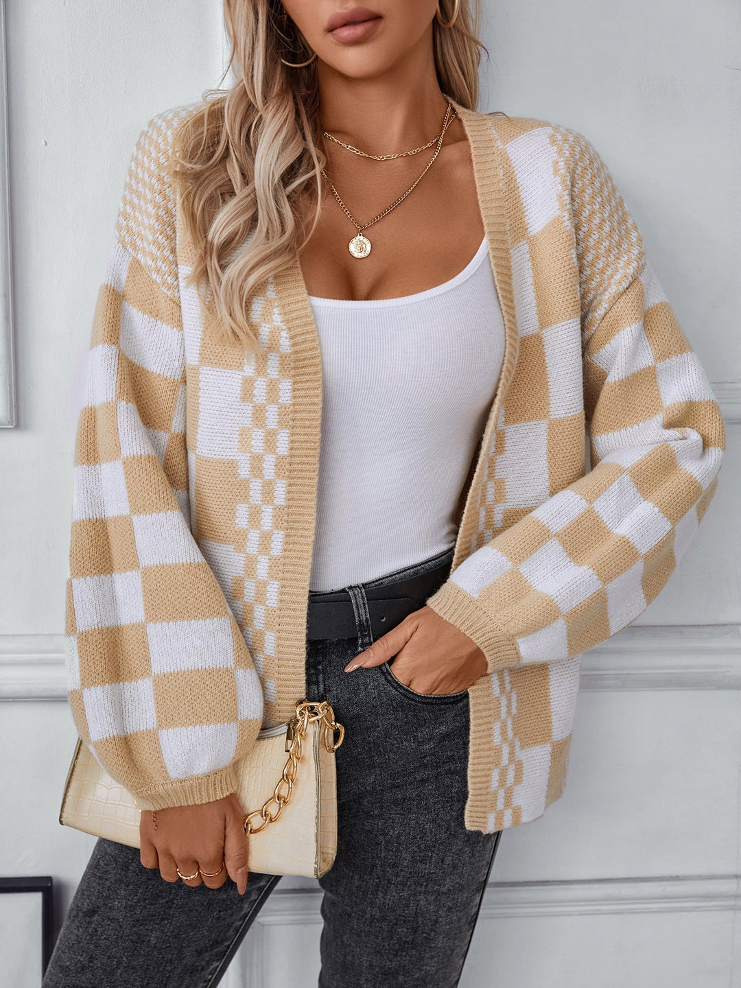Casual Loose Gebreid Vest met Lantaarnmouwen