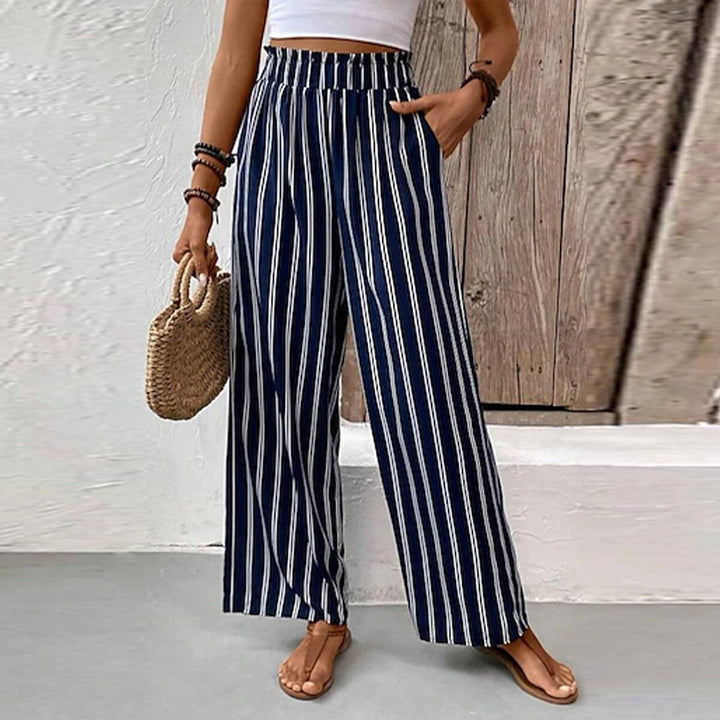 Wide-Leg Pants met gestreepte ruches
