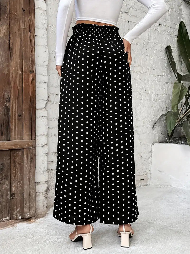 Polka Dot High Waist Wide-Leg Broek