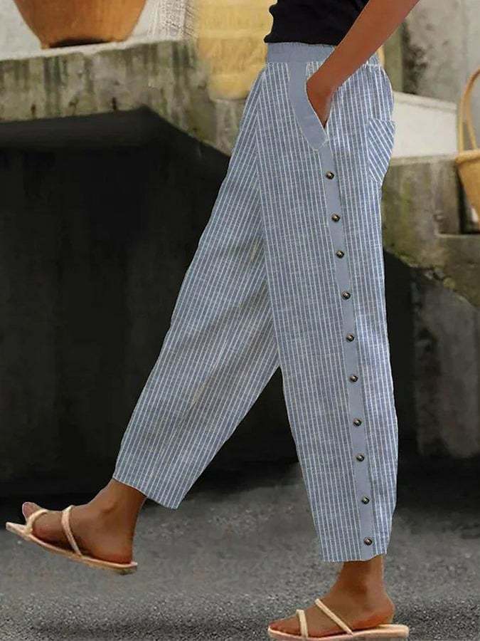Fashion Gestreepte Crop Broek