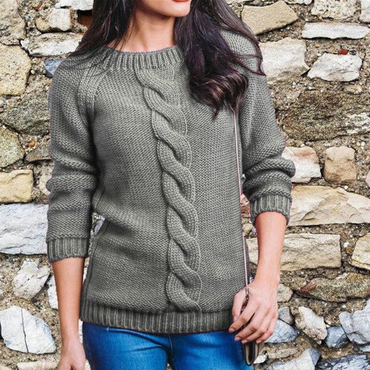 Trui met ronde hals, lange mouwen en gevlochten touwdetails