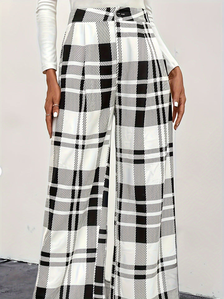 Geruite High Waisted Pants met knopen