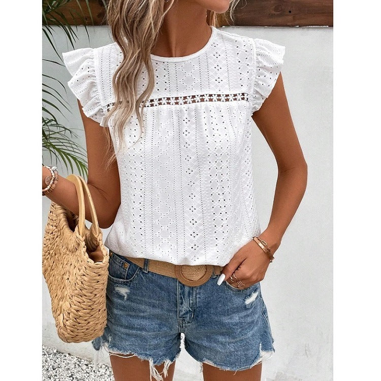 Elegante top met ruchesmouwen