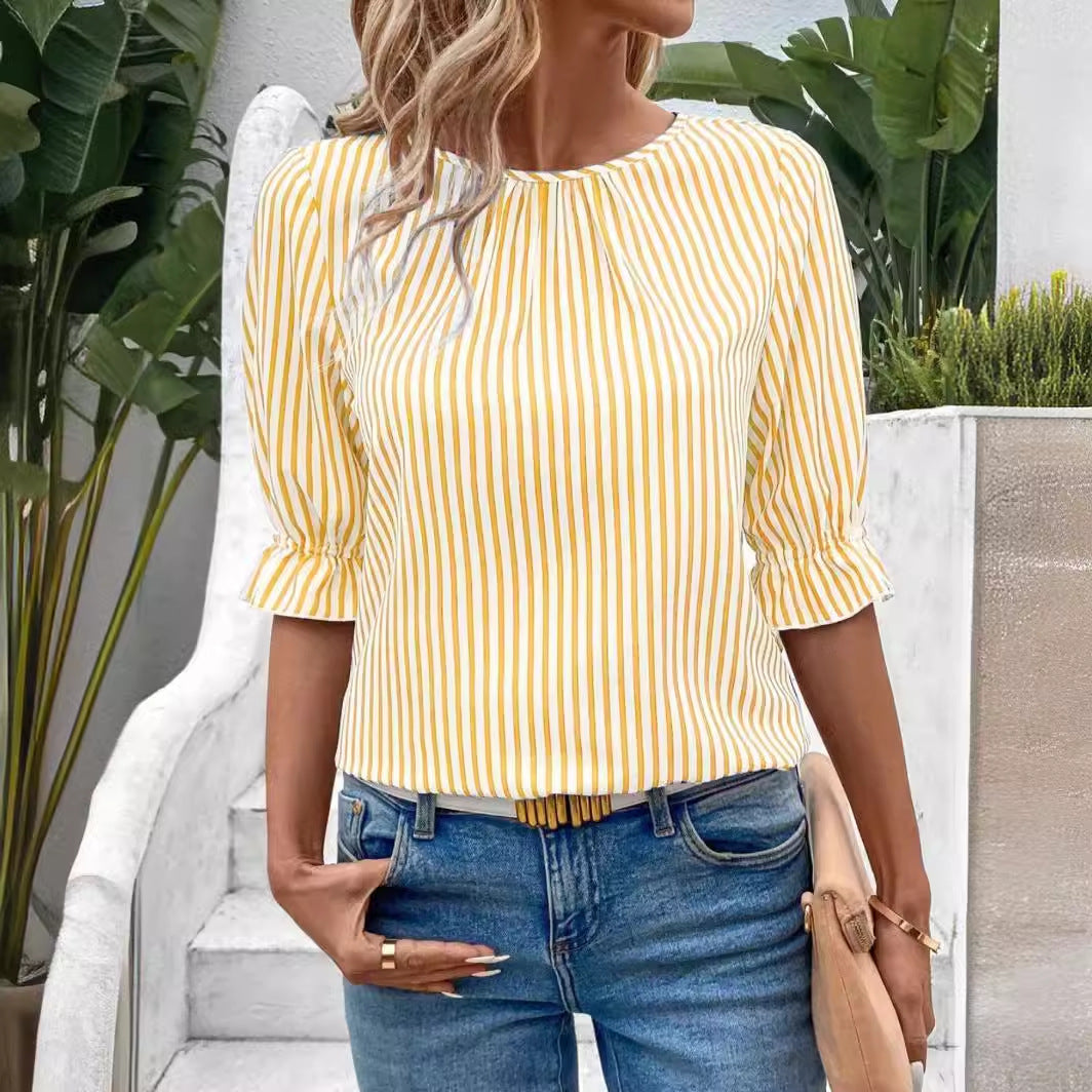 Tijdloze gestreepte shirt top look
