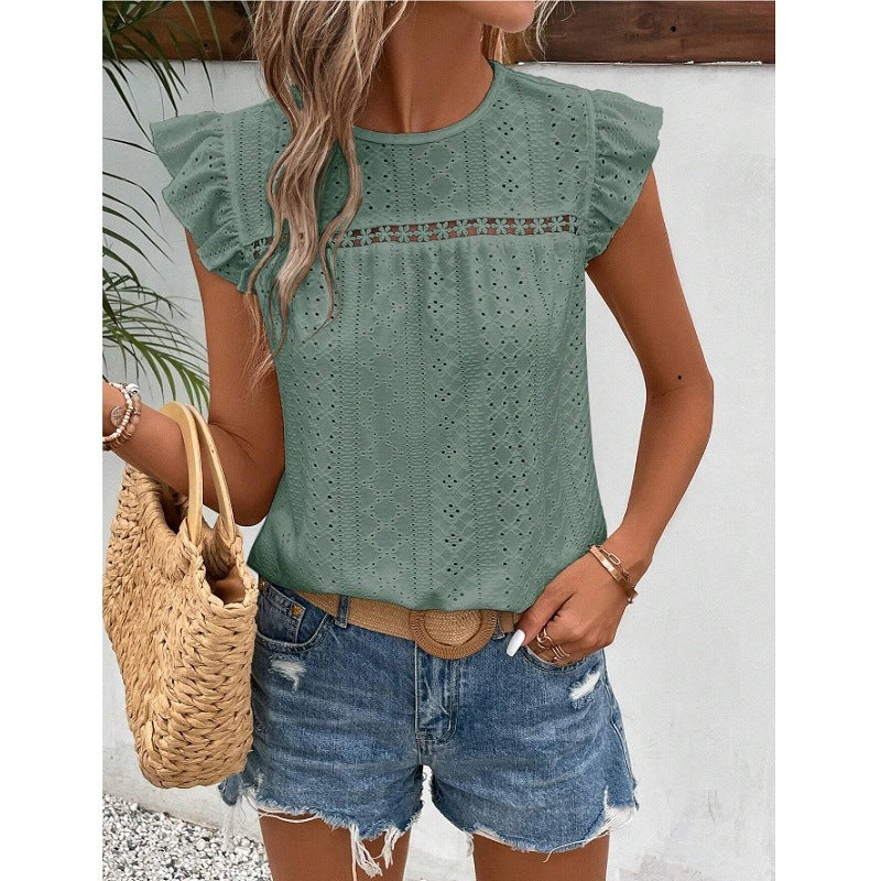 Elegante top met ruchesmouwen