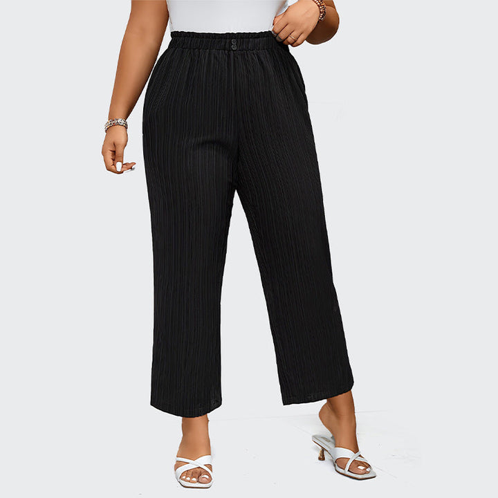 Comfortabele hoge taille gestreepte broek