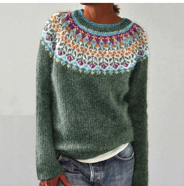 Gebreide Retro Sweater met Patroon