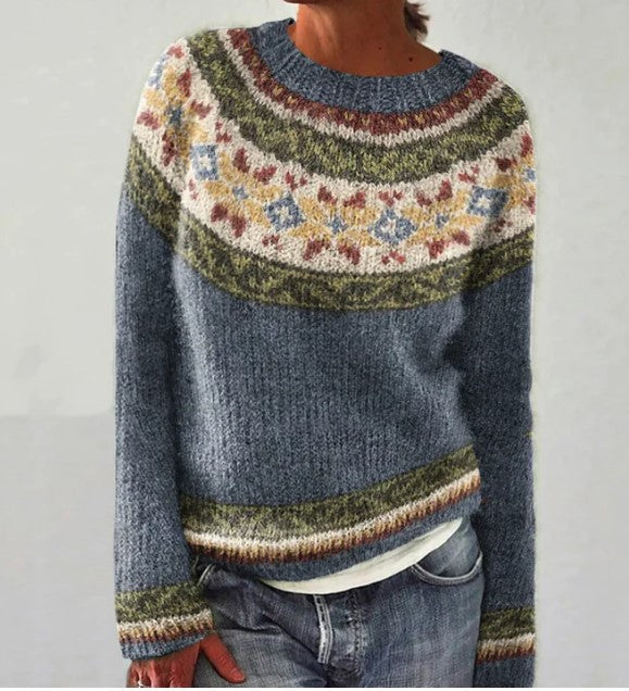 Gebreide Retro Sweater met Patroon