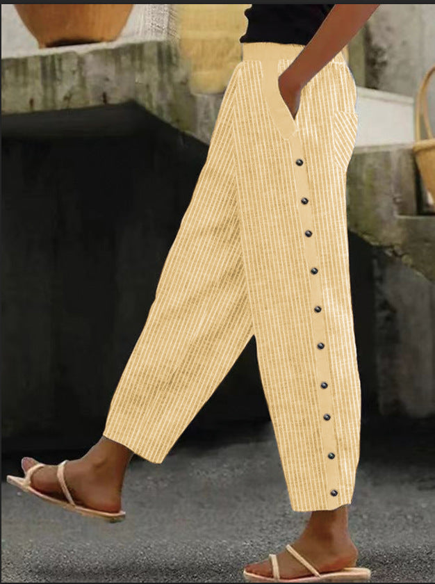 Fashion Gestreepte Crop Broek