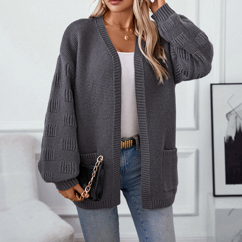 Losvallend effen casual vest met lange mouwen