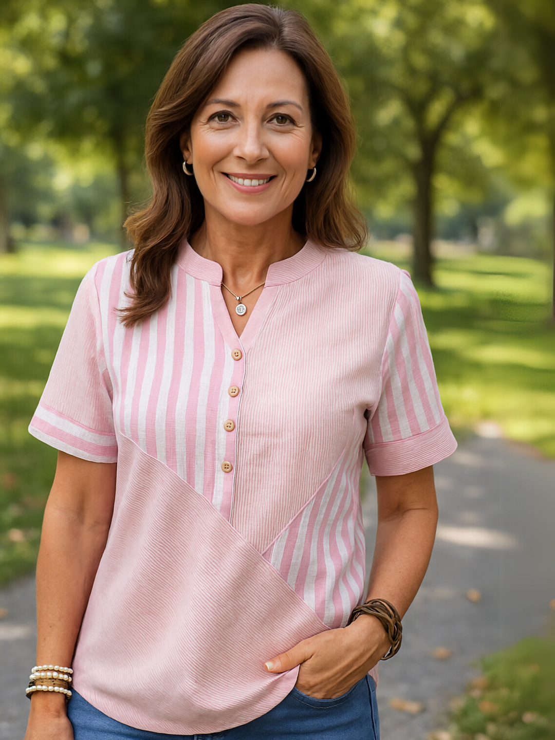 Klassieke Gestreepte Blouse met Knoopsluiting