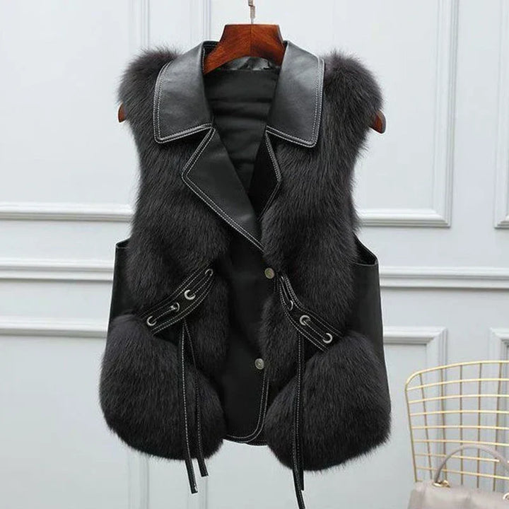 Elegante Fur Vest met gelaagde kraag