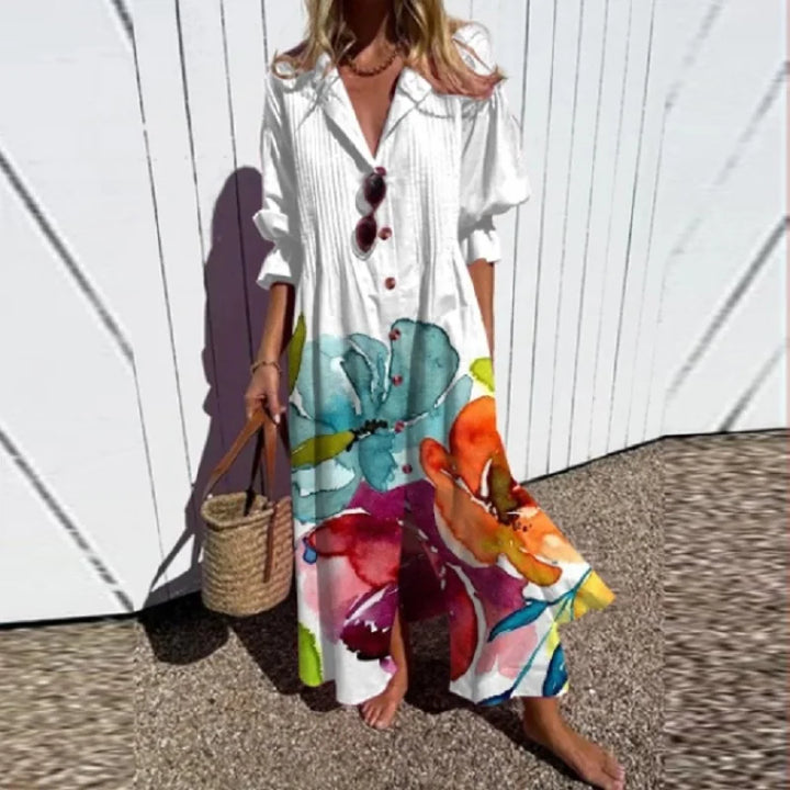 Boho Midi Dress met Floral Print
