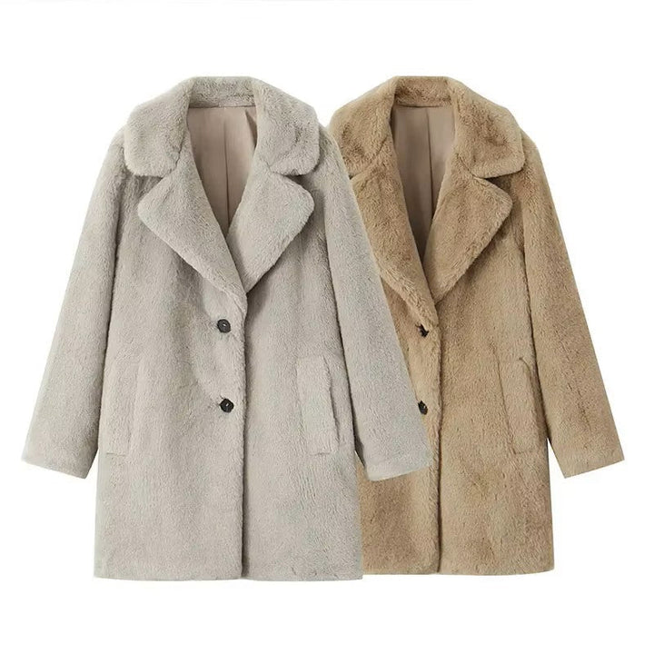 Elegante lange faux fur jas dames