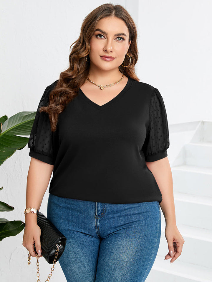 V-hals Blouse met Mouwen en Buikbedekking