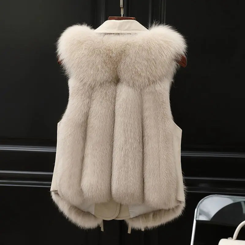 Elegante Fur Vest met gelaagde kraag