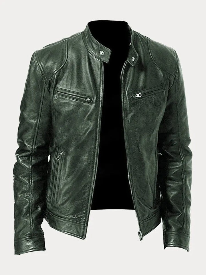 Casual leren jas met vintage uitstraling