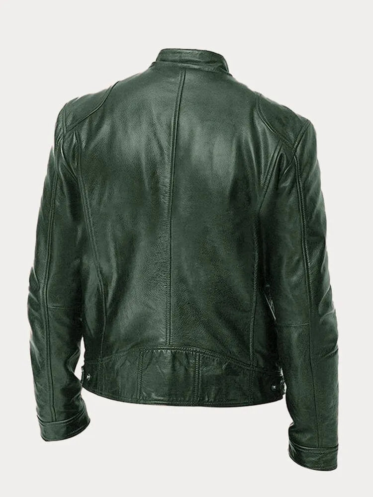 Casual leren jas met vintage uitstraling