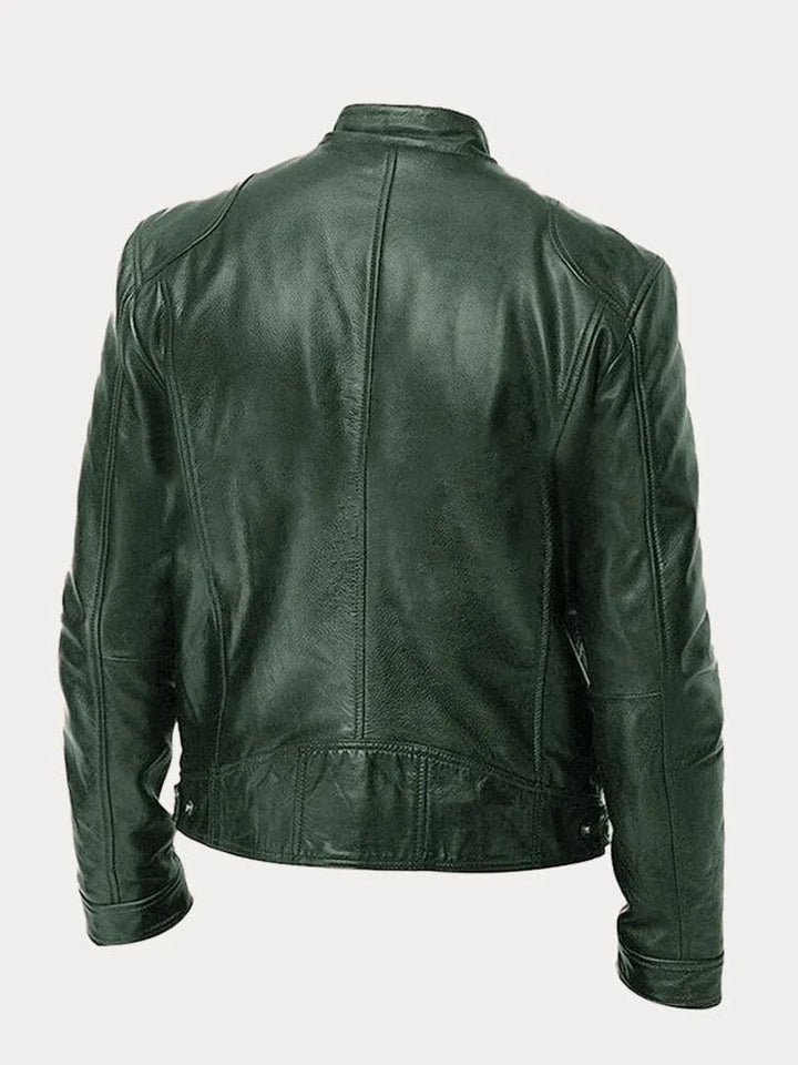 Casual leren jas met vintage uitstraling