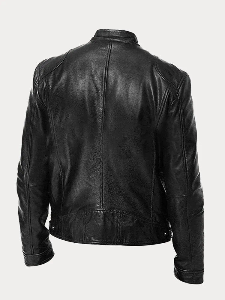Casual leren jas met vintage uitstraling