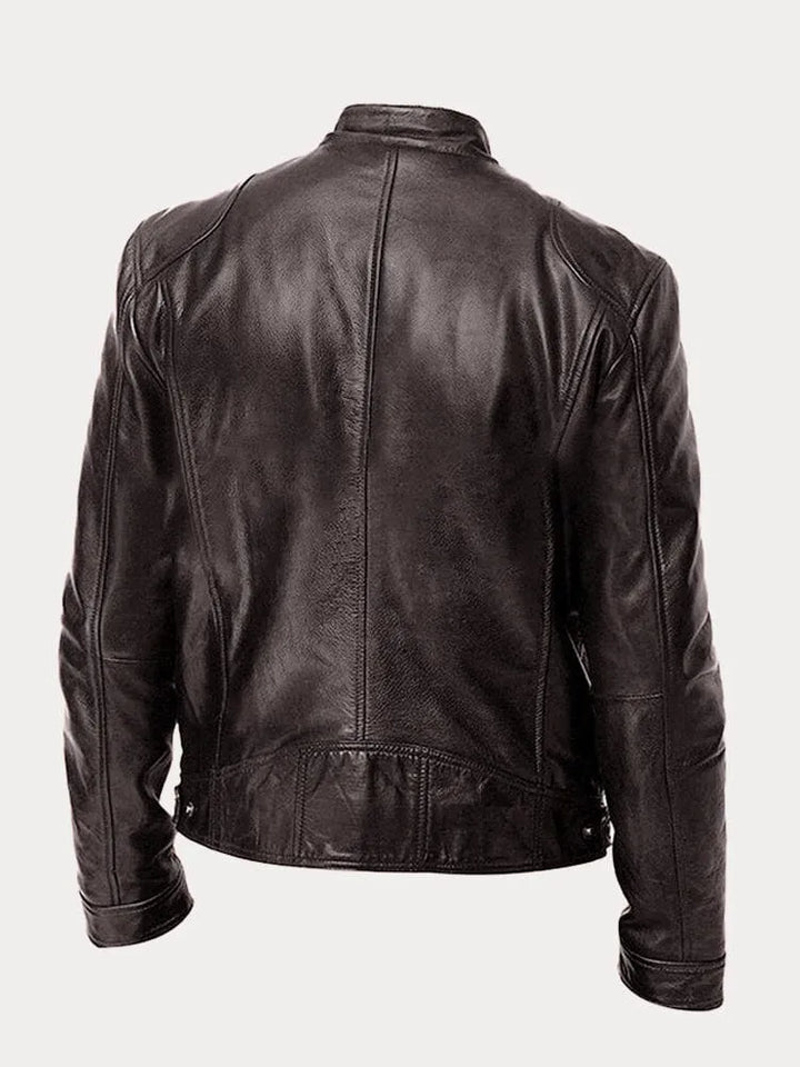 Casual leren jas met vintage uitstraling