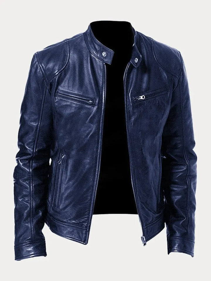 Casual leren jas met vintage uitstraling