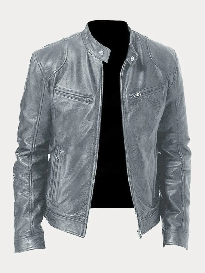 Casual leren jas met vintage uitstraling