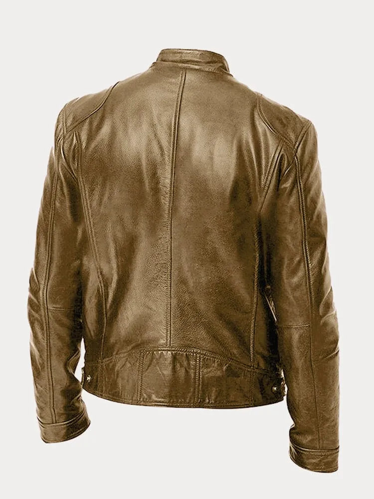 Casual leren jas met vintage uitstraling