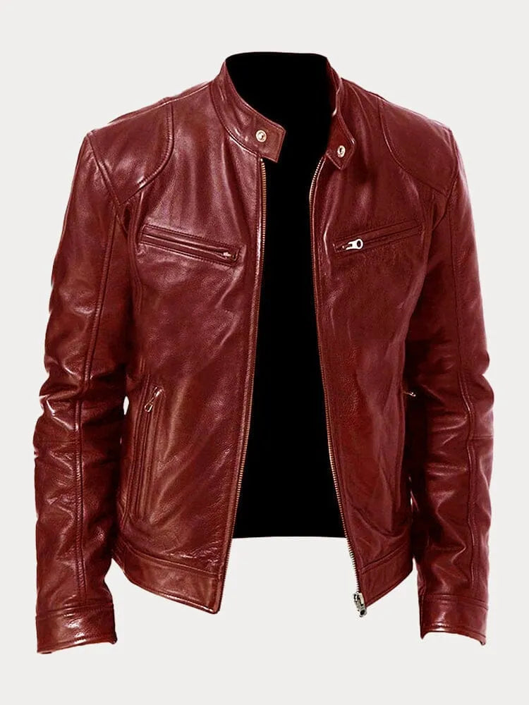 Casual leren jas met vintage uitstraling