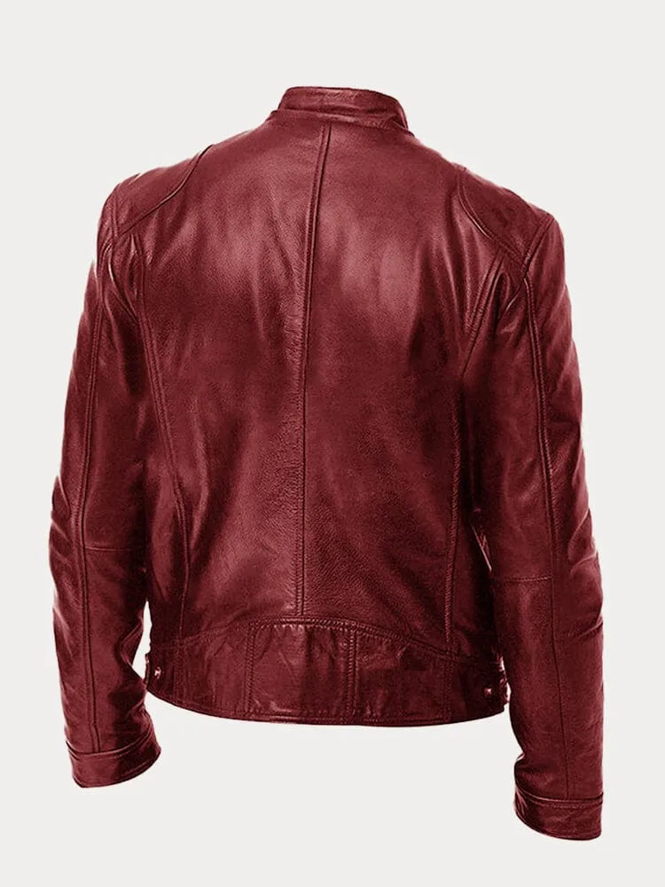 Casual leren jas met vintage uitstraling