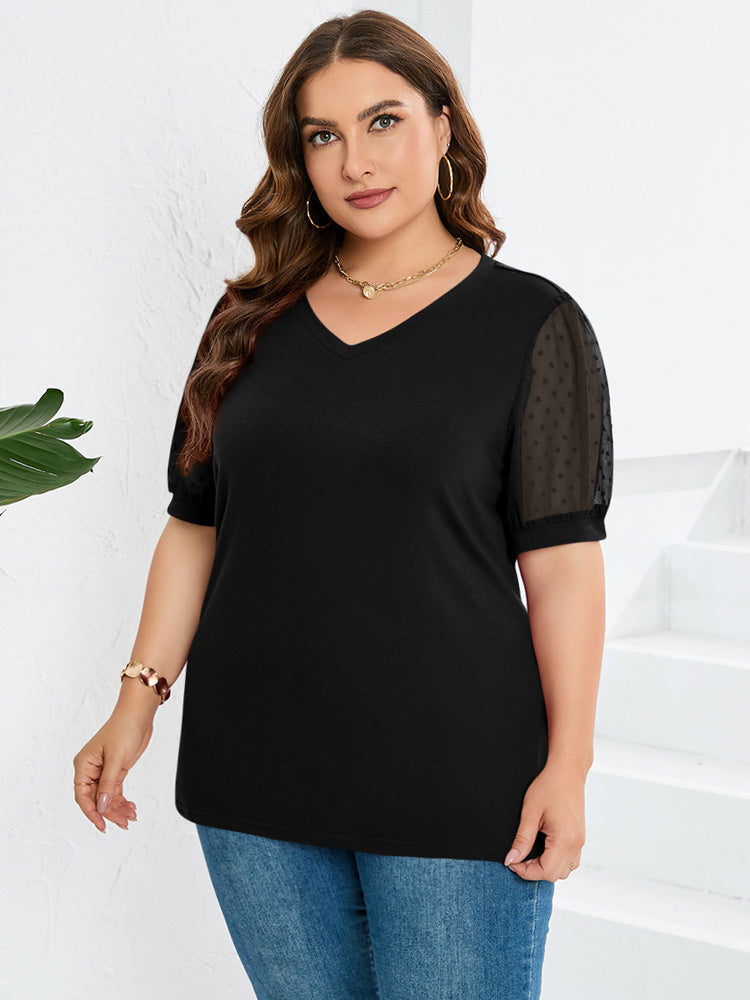V-hals Blouse met Mouwen en Buikbedekking
