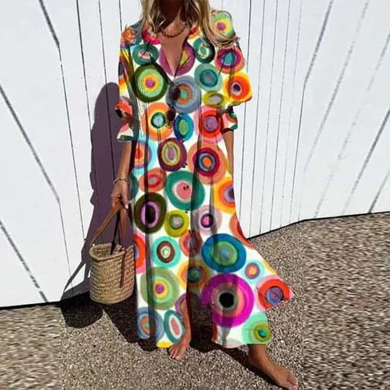 Boho Midi Dress met Floral Print
