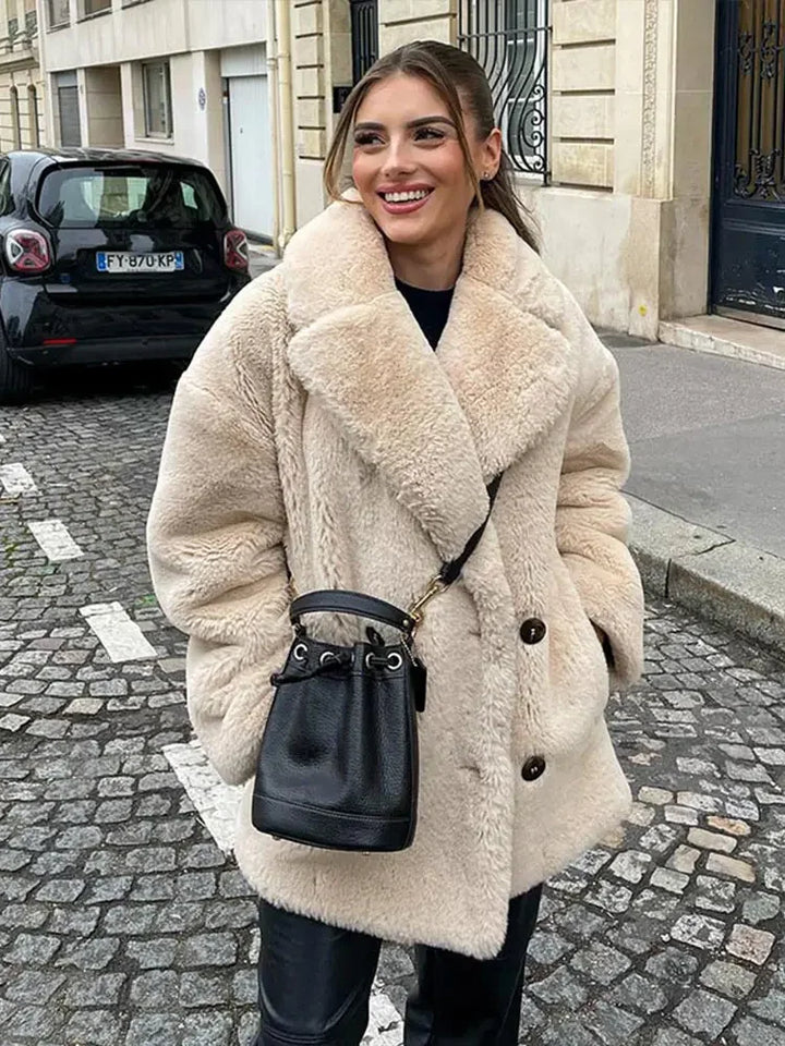 Elegante lange faux fur jas dames